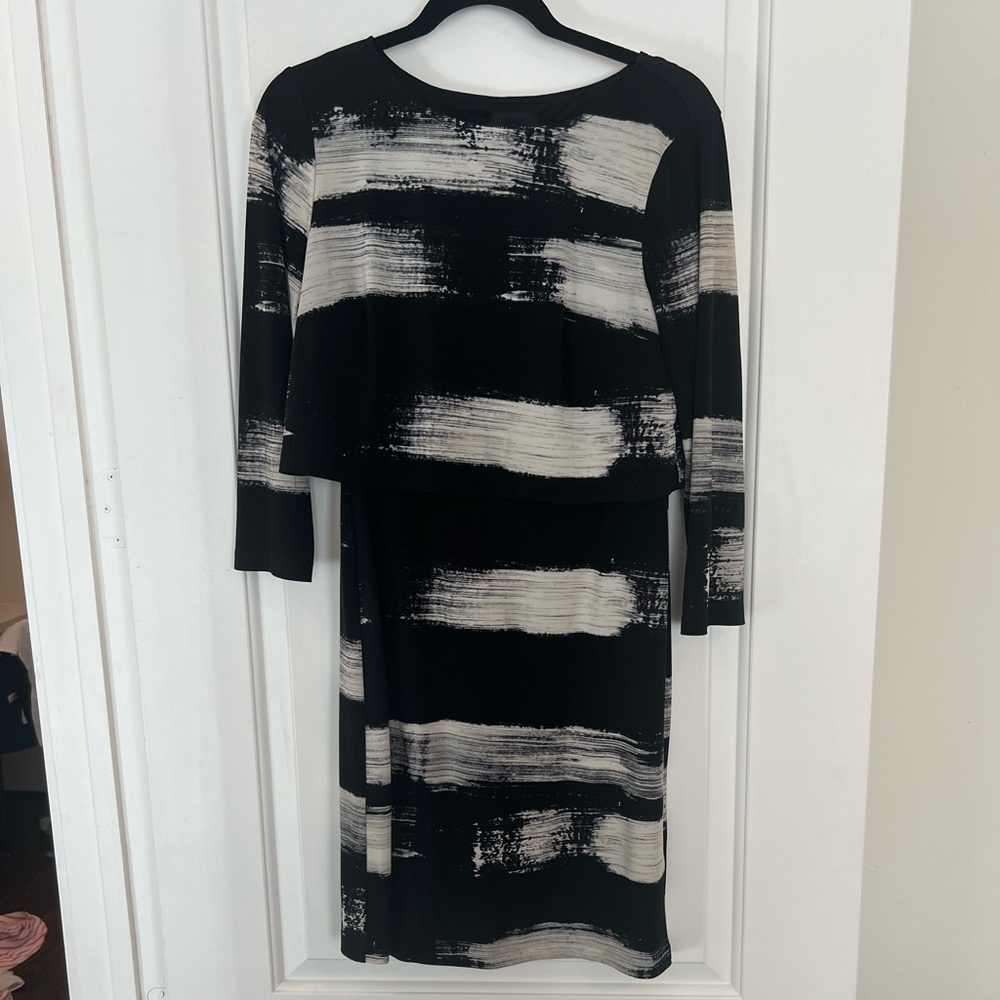 Black & White Brushstroke Midi Dress - Women's